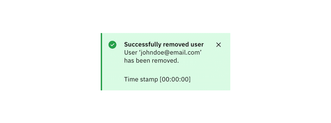 Example of a successful delete notification Example of a successful delete notification